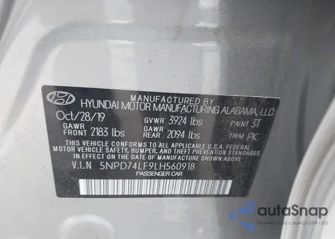 2020 Hyundai Elantra Se from USA, damaged, VIN 5NPD74LF9LH560918